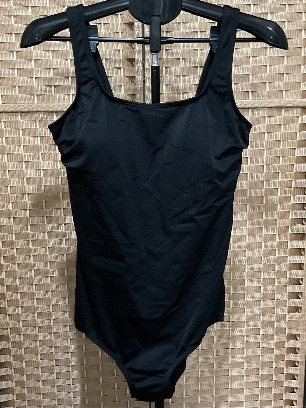 Lands' End Black Scoop Neck One-Piece Swimsuit